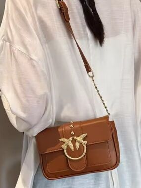Kohl's Tan Crossbody Bag with Gold Bird Ring Accent